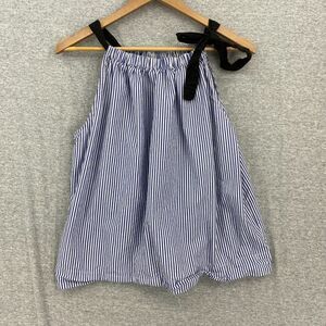 Free Assembly Blouse Womens Large Blue Striped Sleeveless Adjustable Strap